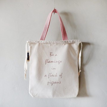 Milly系列 束口提袋二件組-紅鶴粉