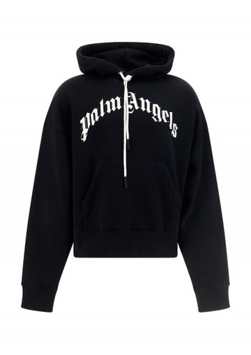 Palm Angels - Curved Hoodie - Mens - Black