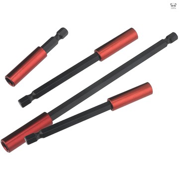 內六角批頭加長杆 批頭加長套筒 1/4"磁性風批頭接杆加長杆3件套（2", 4", 6"） 紅色+黑色 CG2004