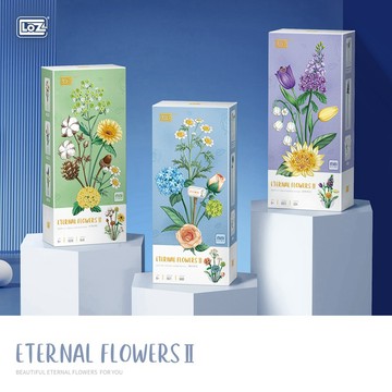 LOZ微型積木插花裝飾永生花第二季-不含花瓶-花朝月夕