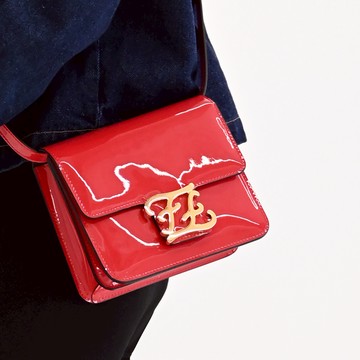 FENDI 8BT317 Karligraphy FF 迷你翻蓋雙層斜背包.紅
