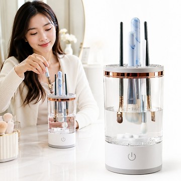 電動化妝工具清潔機【台灣12H出貨 保固二年】化妝刷美妝蛋自動清潔機 電動洗晾一體洗刷具 懶人神器清洗杯自動美妝清潔機