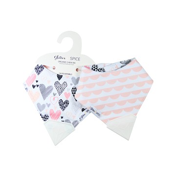 glitter&SPICE 有機棉雙面圍兜  愛心朵朵 白色  1組  41x21cm