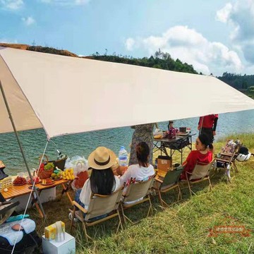 戶外帳篷露營天幕遮陽防紫外線野餐輕便攜防曬涂銀牛津涼棚速賣通