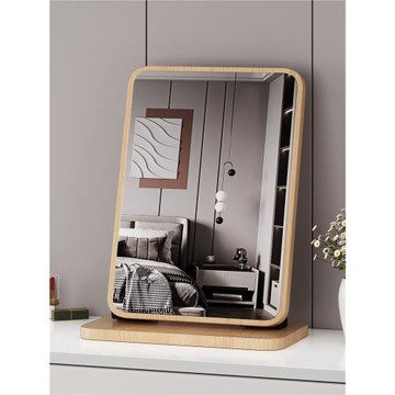 木質化妝鏡家用臺式桌面梳妝鏡輕奢高級感梳妝臺大鏡子高清折疊鏡
