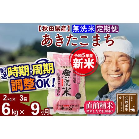 ふるさと納税 《定期便9ヶ月》＜新米＞秋田県産 あきたこまち 6kg(2kg小分け袋) 令和5年産 配送時期選べる 隔月お届けOK お米 おお.. 秋田県北秋田市