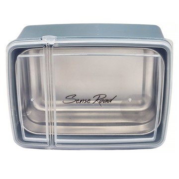 三榮 SENSROAD 掀蓋式不鏽鋼餐盒 含上蓋長18.5x寬14.3x高7.5cm  1組  藍莫蘭