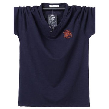 男士薄款加大碼V領純棉短袖t恤透氣汗衫肥佬寬松休閑半袖T恤男裝