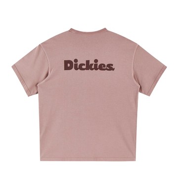 Dickies男女款玫瑰豆沙色重磅純棉背部大Logo印花設計休閒短袖T恤|DK0A88F9K68