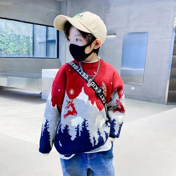 冬季加厚圣誕節中大兒童韓版毛衣