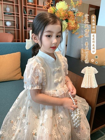 英國next kiss女童旗袍連衣裙2022夏季新款洛麗塔公主裙兒童裙子