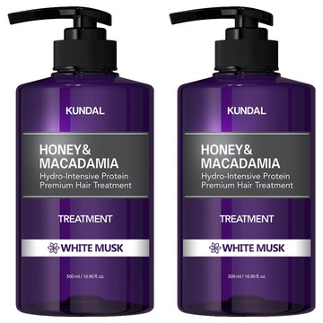 KUNDAL 昆黛爾 蜂蜜澳洲堅果保濕護髮乳 White Musk  500ml  2瓶