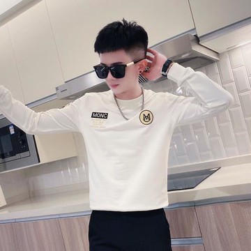 秋冬社會人XS號衛衣男士2023新款上衣長袖t恤小眾簡約字母套外套