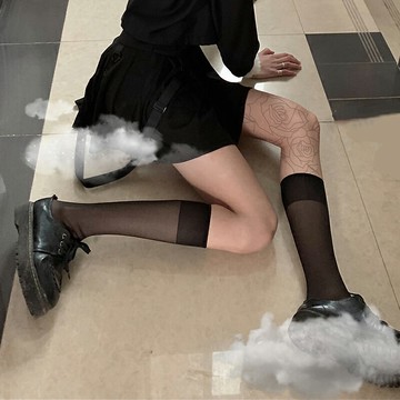 黑色絲襪夏季薄款小腿襪半筒透明襪子女半截白色jk春秋ins潮黑絲