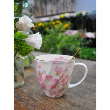 日本進口ceramic藍馬克杯十二月花語陶瓷水杯女生高顏值可愛杯子