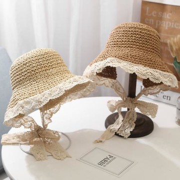 兒童嬰兒草帽寶寶親子女童春秋季防曬遮陽蕾絲韓版夏天度假沙灘帽