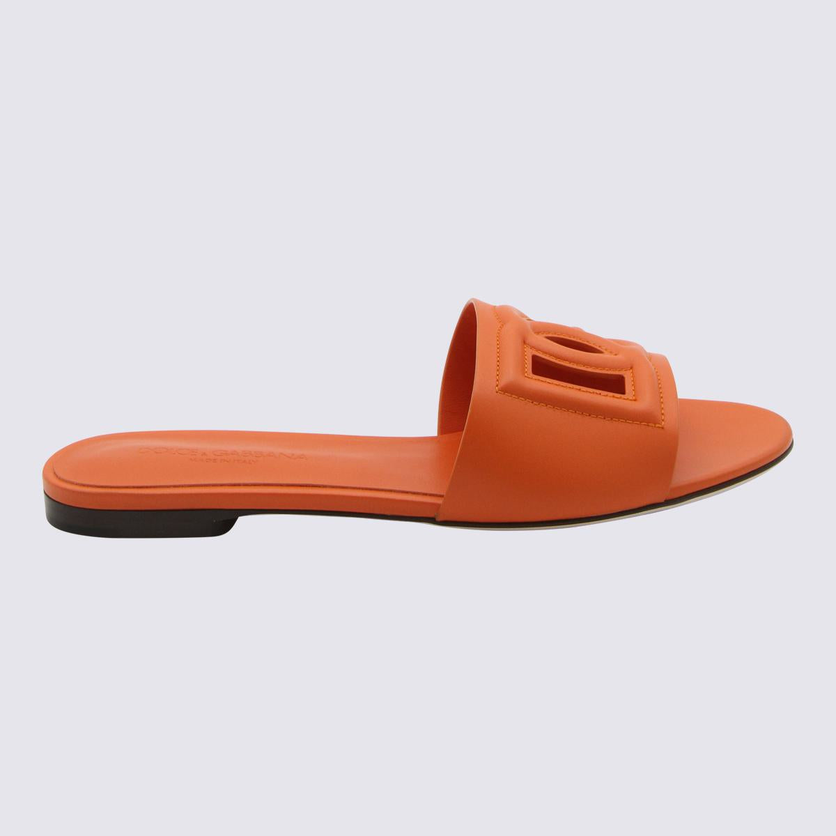 DOLCE & GABBANA ORANGE LEATHER FLATS