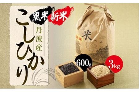 丹波産こしひかり玄米《令和4年度産》3㎏　黒米300g×2 Q002