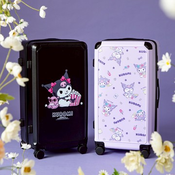【卡若特品牌館】三麗鷗KUROMI酷洛米拉鍊款前提把28吋胖胖行李箱(2年保固)