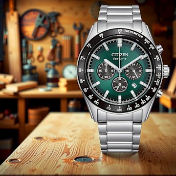 CITIZEN 星辰 賽車風格光動能三眼計時手錶 雙12購物節 送禮首選 CA4674-58X