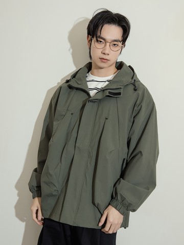 簡約繡字風衣薄外套