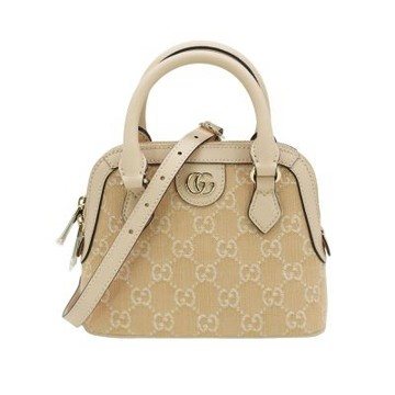 Gucci 古馳 展示品 Ophidia 帆布手提/斜背迷你貝殼包(772216-淺米)