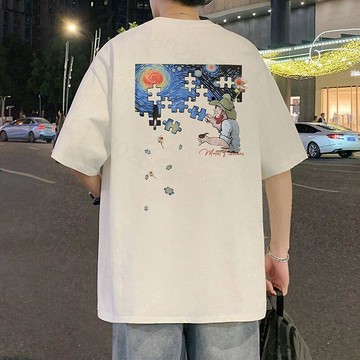 【臺灣當天出】280G重磅夏季涼感衣 男生短袖 大尺碼寬鬆落肩版衣服 冰瓷棉 吸濕排汗速幹衣 韓式上衣 男生T恤 t恤