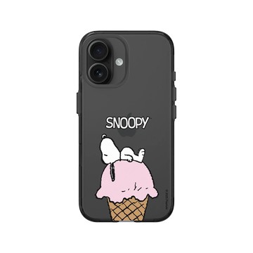 iPhone 16 Clear (相機按鈕) 酷墨灰 - 史努比 Snoopy - 冰淇淋甜筒