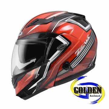 ZEUS 3500 YY7 原色碳纖/紅 碳纖維 可掀式安全帽 可樂帽 汽水帽 (內藏墨鏡)