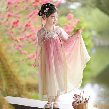 【Hi！Kids】漢服女童夏季2024新款兒童古風高端超仙國風連衣裙女孩飄逸【COCO】