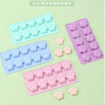 臺灣/🌸製冰盒 冰盒 雪糕盒貓爪硅膠蛋糕烘焙模10連小貓爪巧克力餅乾冰格DIY烘焙模具
