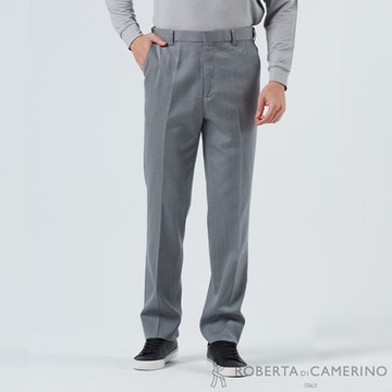 【ROBERTA諾貝達】 台灣製男裝 舒適腰圍 灰色平口西裝褲