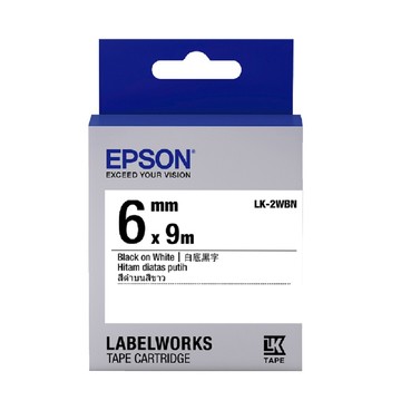 EPSON LK-2WBN 一般系列白底黑字標籤帶(寬度6mm)