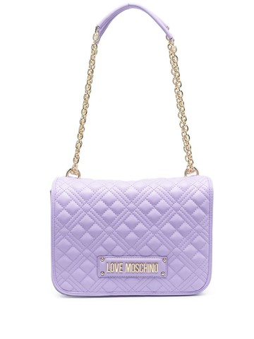 Love Moschino - logo-plaque quilted shoulder bag - women - Polyurethane - One Size - Purple