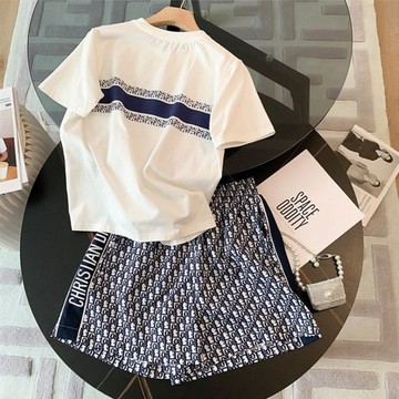 純棉 運動服套裝 跑步 女 夏季 寬鬆短袖短褲 小個子 時尚洋氣 休閒兩件套  6Y