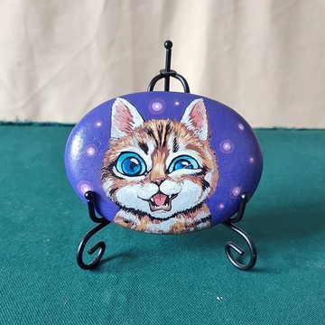 【免運+來圖客製】貓狗寵物人像手工石頭畫客製 純天然鵝卵石彩繪似顏繪擺件 高端創意永久保存相框照 送女友情侶老人國風禮物