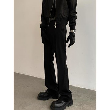 黑色褲子男春秋新高級感輕奢垂感西褲直筒修身休閑褲男士小西褲潮