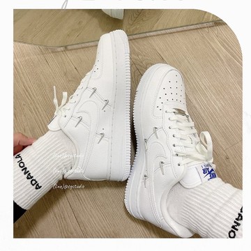 S.G NIKE AIR FORCE 1 07 LX 休閒鞋 白銀 CT1990-100 泫雅 立體 金屬勾 女鞋