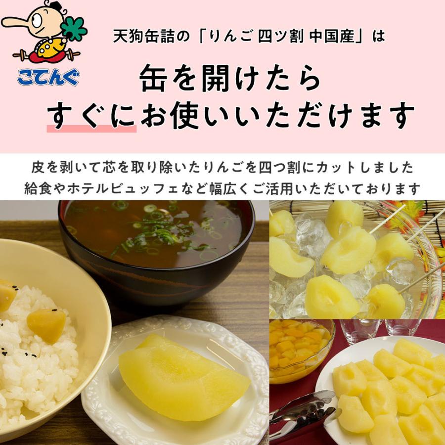 りんご 缶詰 6缶セット 中国産 四ツ割 1号缶 個数約40-50個x6缶 冷やしりんご お祭り イベントに 天狗缶詰 業務用 食品