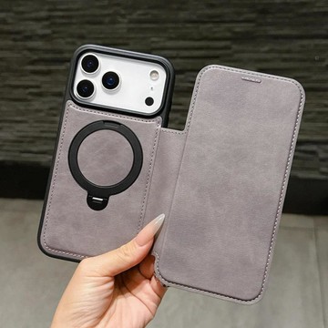 高端翻蓋皮套 360°旋轉磁吸支架 插卡手機殼 iPhone 17ProMax 17Air 17Pro 17軍工級防摔殼