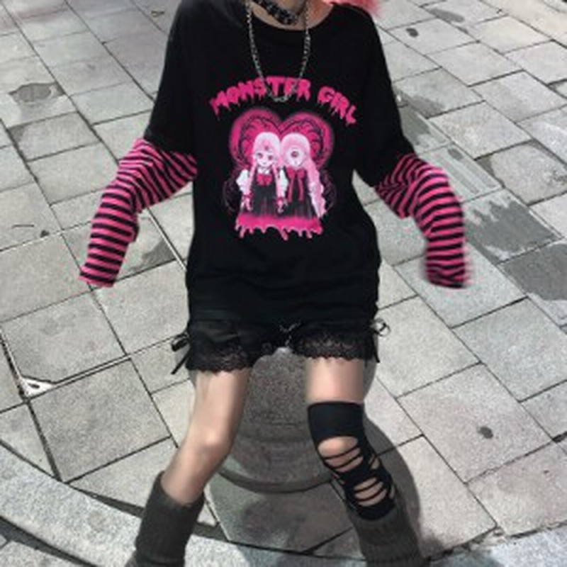 春服 長袖 デザイン Tシャツ 女の子 個性的 量産型 病み かわいい 地雷系 通販 Lineポイント最大1 0 Get Lineショッピング