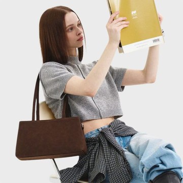 韓國製 MUR ROBE手袋/單肩包/手提袋 (Suede Dk Brown)