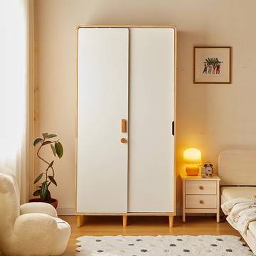 免運 可開票 超低價 實木橡膠木北歐移門ENF級簡約家用兒童衣櫃爆款 快速發貨