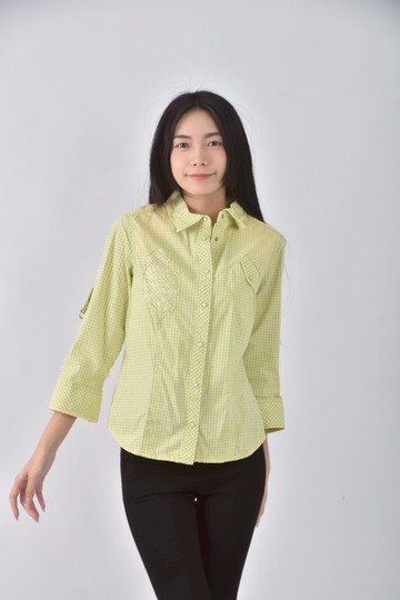 (M) jeep棉質格紋黃色長袖上衣