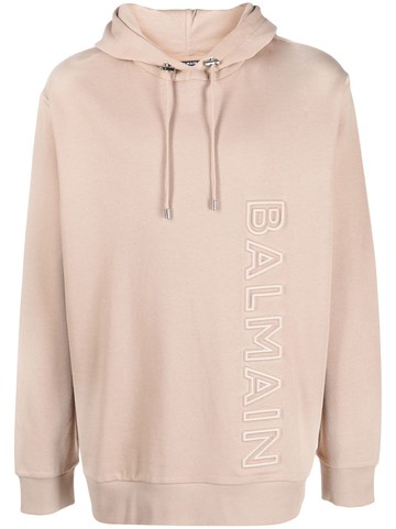 Balmain - logo-embossed cotton hoodie - men - Cotton - S - Neutrals
