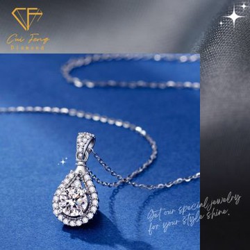 【CF鑽飾】項鍊 莫桑鑽《天使之淚》升等蕭邦項鍊 鑽石鑽墜 禮物 生日送禮 飾品 求婚 告白