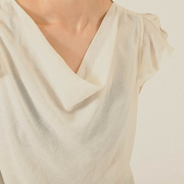 【NaSuBi Vintage】垂墜領口紗質古著上衣
