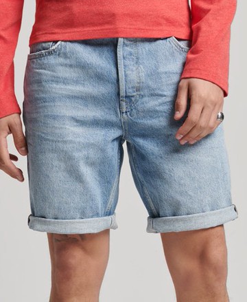 Superdry Men's Men's Organic Cotton Vintage Straight Short Blue / Beak Beat Up Blue - Size: 31
