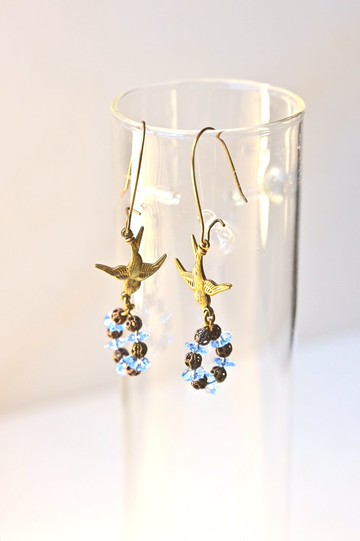 燕子+花環+花朵~可愛風耳環~可轉耳夾~3色