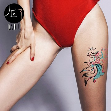 👑大邱紋身👑台灣現貨 日式九尾狐 新 防水 紋身貼紙 刺青貼紙 紋身貼 刺青貼 半甲 手臂 T05Z